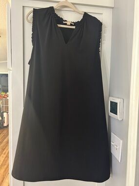 Michael Kors Black Ruffle-Trim Sleeveless Shift Dress